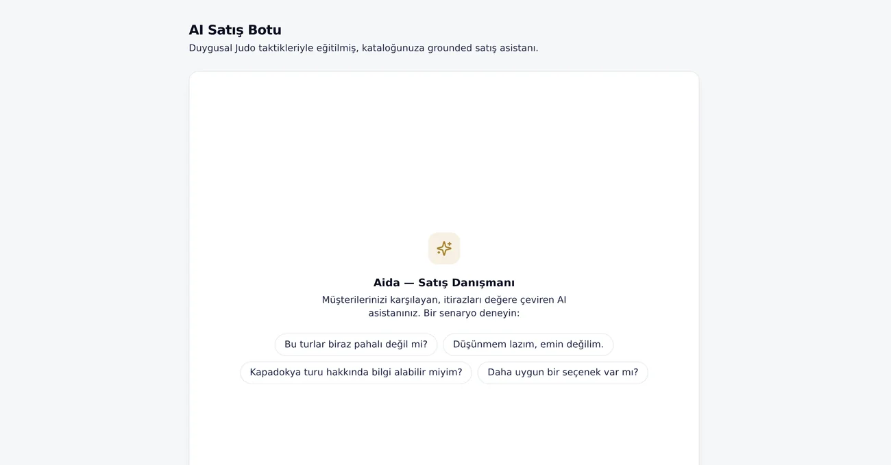 AI satış botu ayarları ekranı